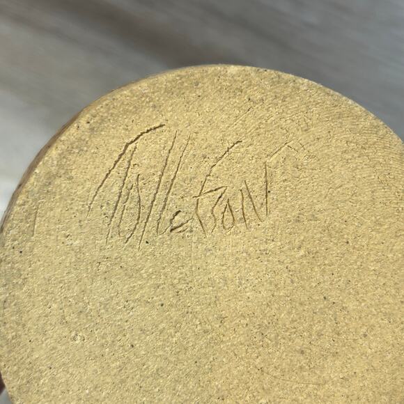 Handmade Studio Pottery Bud Vase Speckled Glaze Signed 3.25” Modern Rustic - Picture 6 of 9